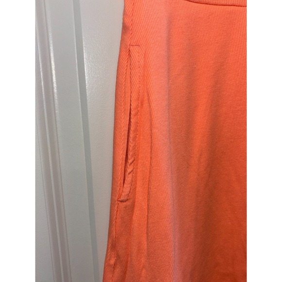 A New Day Midi Fit & Flare Ballet Dress Womens Medium Orange Ribbed Knit V Neck - Picture 3 of 7